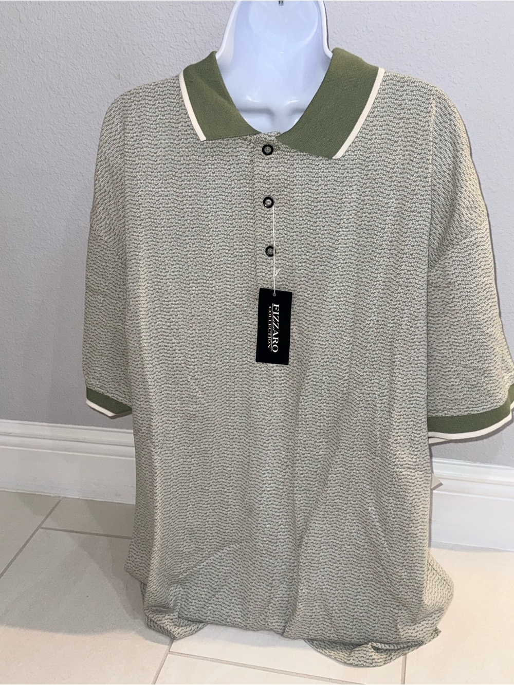 Men's Olive Green Knit Polo Shirt